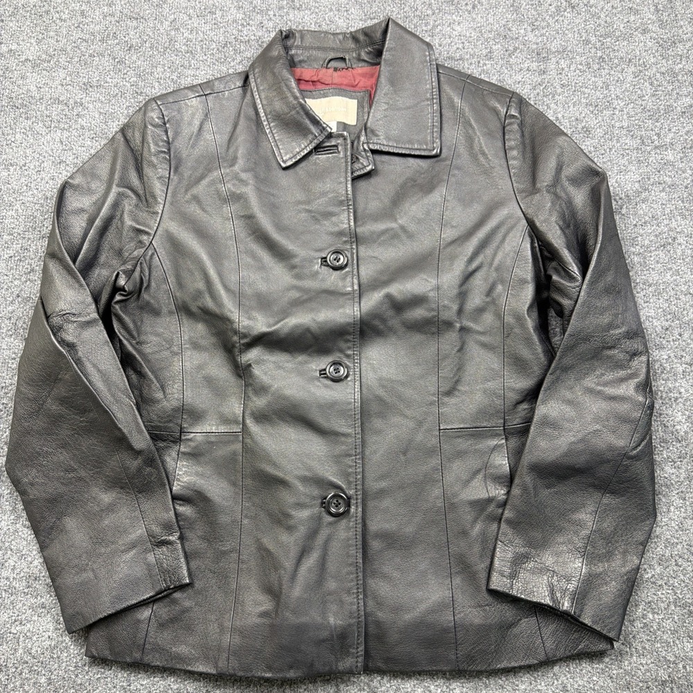 Croft and Barrow Black Lambskin Leather Jacket Coat‎ Vintage Women's Size M